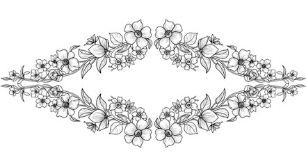 Elegant floral border design with decorative elements and ornamental flourishes.