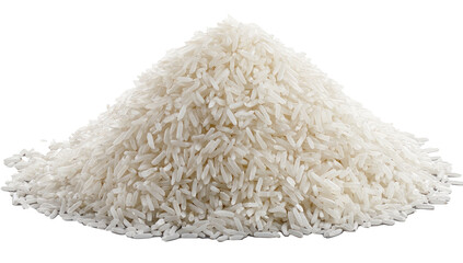 A large mound of white, uncooked, long-grain rice
