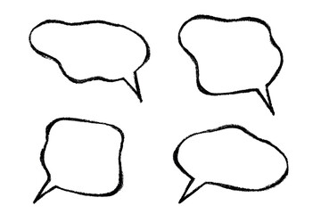 Fototapeta premium Set of hand drawn speech bubble Blank empty message box Textbox frame for banners, price tags, stickers, design