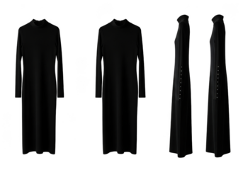 Three black drumsticks isolated on transparent background