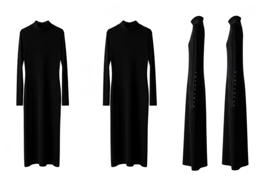 Three black drumsticks isolated on transparent background