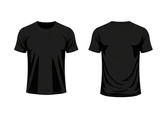 Naklejka premium Two black t shirts front and back views isolated on transparent background