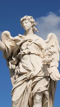 white marble angel statue castel sant'angelo mausoleum hadrian shown fine detail rome near of monumental sculpture architectural grandeur 