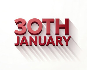 30th January type on plain surface symbolizes simple calendar date reminder graphic