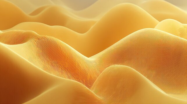 Golden abstract wavy lines forming desert landscape dunes