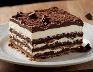 chocolate lasagna dessert on a plate