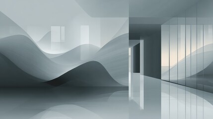Abstract wavy interior structure creating a modern minimalist design