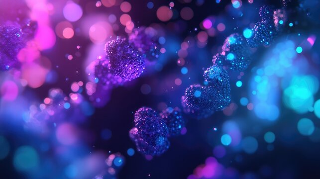 Dna helix structure forming abstract glittering particles background - Powered by Adobe