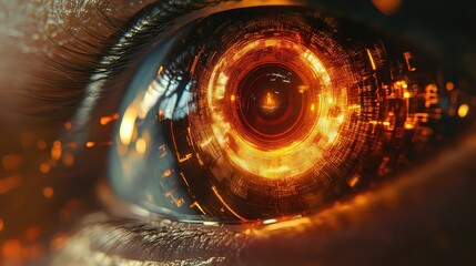 Human eye transforming into bionic cybernetic interface