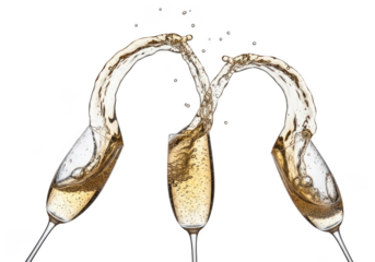 Champagne splash celebration isolated on transparent background