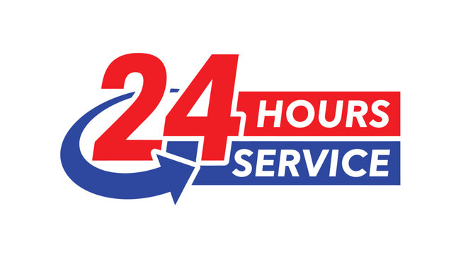 Reliable twenty four hour service available now red blue arrow