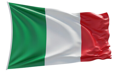 Vibrant Waving Flag of Italy - Tricolor Green, White, and Red on Isolated Background
