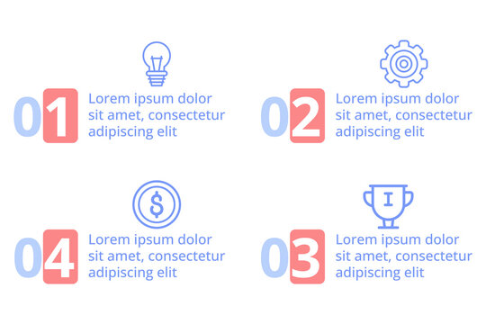Infographic presenting key concepts using simple graphics and numbered sections. It highlighting importance of clear structure and effective visual communication techniques for information