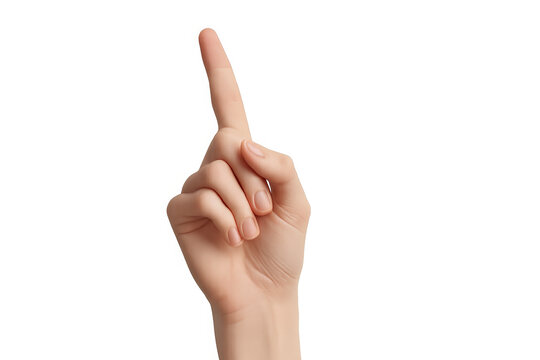 Hand gesturing with index finger up