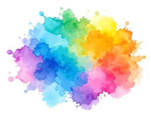 Obraz premium Watercolor splash featuring a vibrant spectrum of colors on a white background
