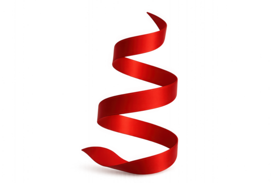 Twisted red ribbon on transparent background - Powered by Adobe