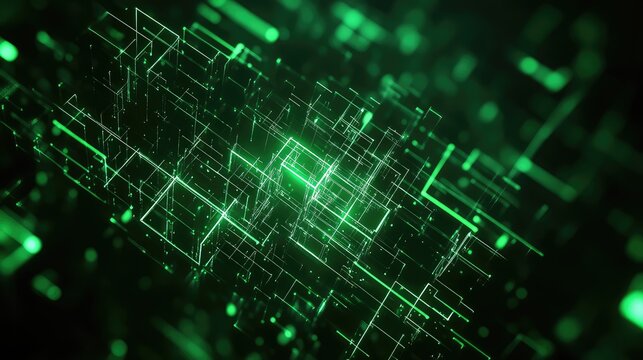 Digital network grid connecting glowing data points