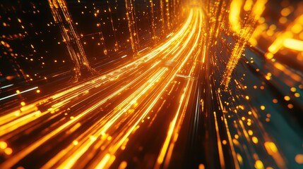 Obraz premium Digital data flowing through abstract fiber optic network