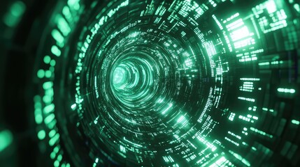 Digital data streaming in a green cyber tunnel