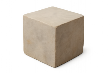 Beige cube isolated on transparent background