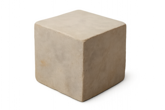 Beige cube isolated on transparent background