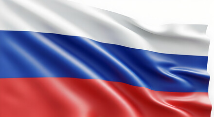 Official Russian Federation Flag Waving in the Wind - White, Blue, Red Tricolor Symbol