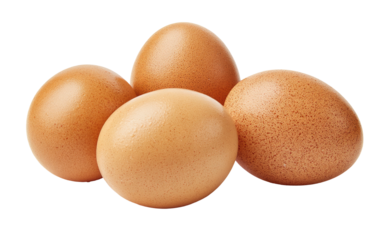 Four brown eggs clustered together against a dark background