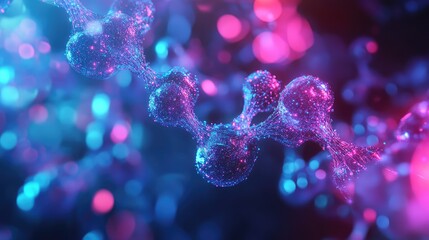 Glowing molecule structure connecting data and futuristic technology
