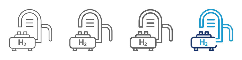 Obraz premium Hydrogen energy icon set. Editable stroke. Vector illustration.
