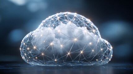 Modern cloud network AI connection concept blue theme