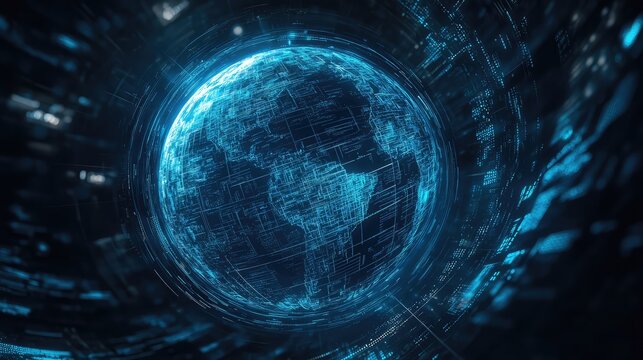 Digital globe simulating global network and data communication