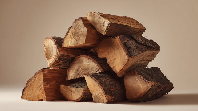 Stacked logs of firewood rustic pattern natural background