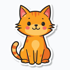 Cute Cartoon Orange Tabby Cat Sticker Illustration