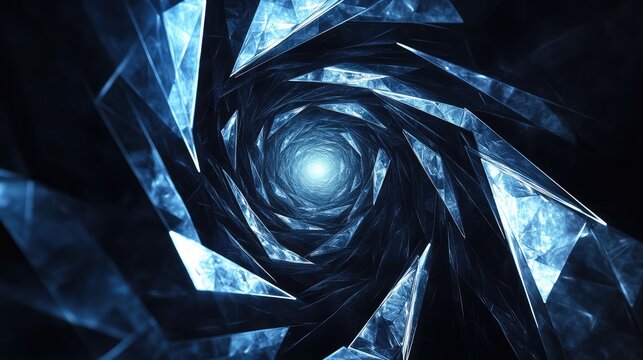 Abstract fractal crystal tunnel creating a spiraling vortex - Powered by Adobe