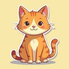 Cute Cartoon Orange Tabby Cat Sticker Illustration