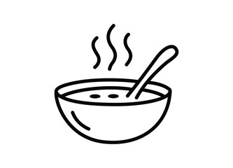 Bowl of steaming hot soup with spoon ready to eat nutritious meal comforting and warming food concept