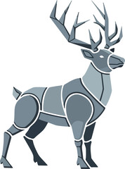Geometric Deer Illustration with Angular Antlers and Segmented Body.