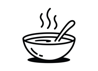 Steaming bowl of soup with a spoon vector illustration representing warm comfort food and delicious meals for a cozy dining experience