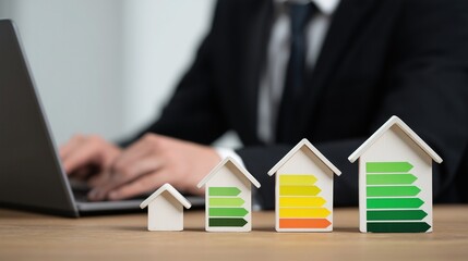 Visualizing the Energy Rating Scale from G to A+ for an Eco-Friendly Home Concept.