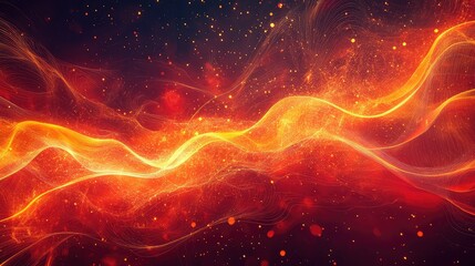 Abstract glowing fluid energy waves flowing particles