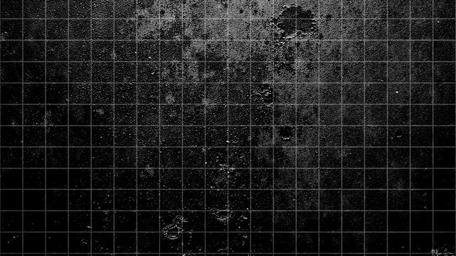 Dark Black Weathered vintage aged old corroded steel metal plate paint texture with moving grid loop in stop motion background animation