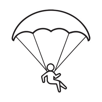 Parasailer and Parasailing in air outline icon