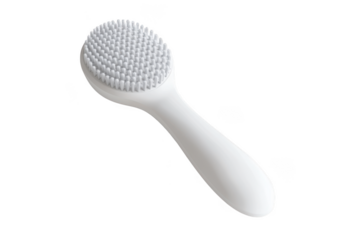 White silicone facial cleansing brush exfoliating face scrubber pore cleaner massager tool beauty product isolated on transparent background