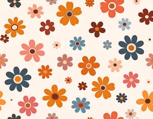 Whimsical floral pattern featuring an array of stylized flowers