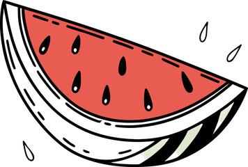 Fresh juicy watermelon slice with seeds isolated on the transparent background for summer food and healthy eating concepts