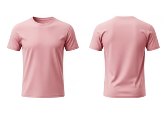 Pink t shirt front and back view isolated on transparent background