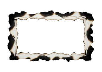 Dramatic burnt paper frame border effect adding intense texture and vintage appeal for creative projects and design overlays