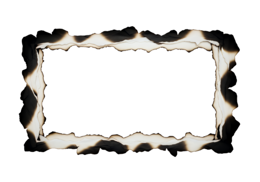 Dramatic burnt paper frame border effect adding intense texture and vintage appeal for creative projects and design overlays