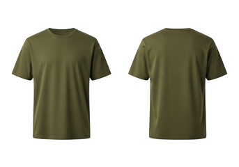 Naklejka premium Olive green t shirt front and back view isolated on transparent background