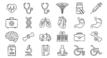 Medical and Healthcare Doodles Seamless Pattern Background with Medical Elements
